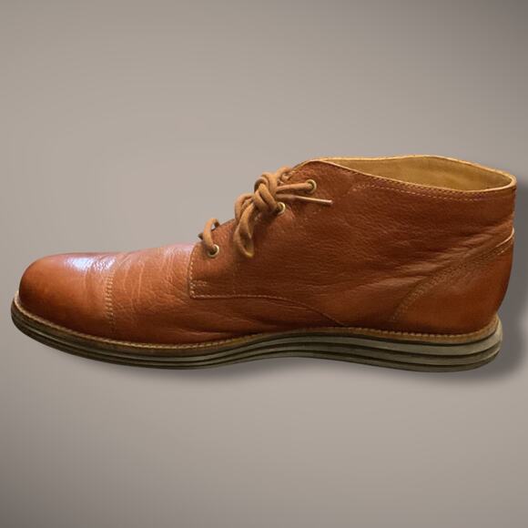 Men's 10.5 COL HAAN Grand OS Brown Pebbled Leather Chukka Boots C23429 EUC - Picture 6 of 11